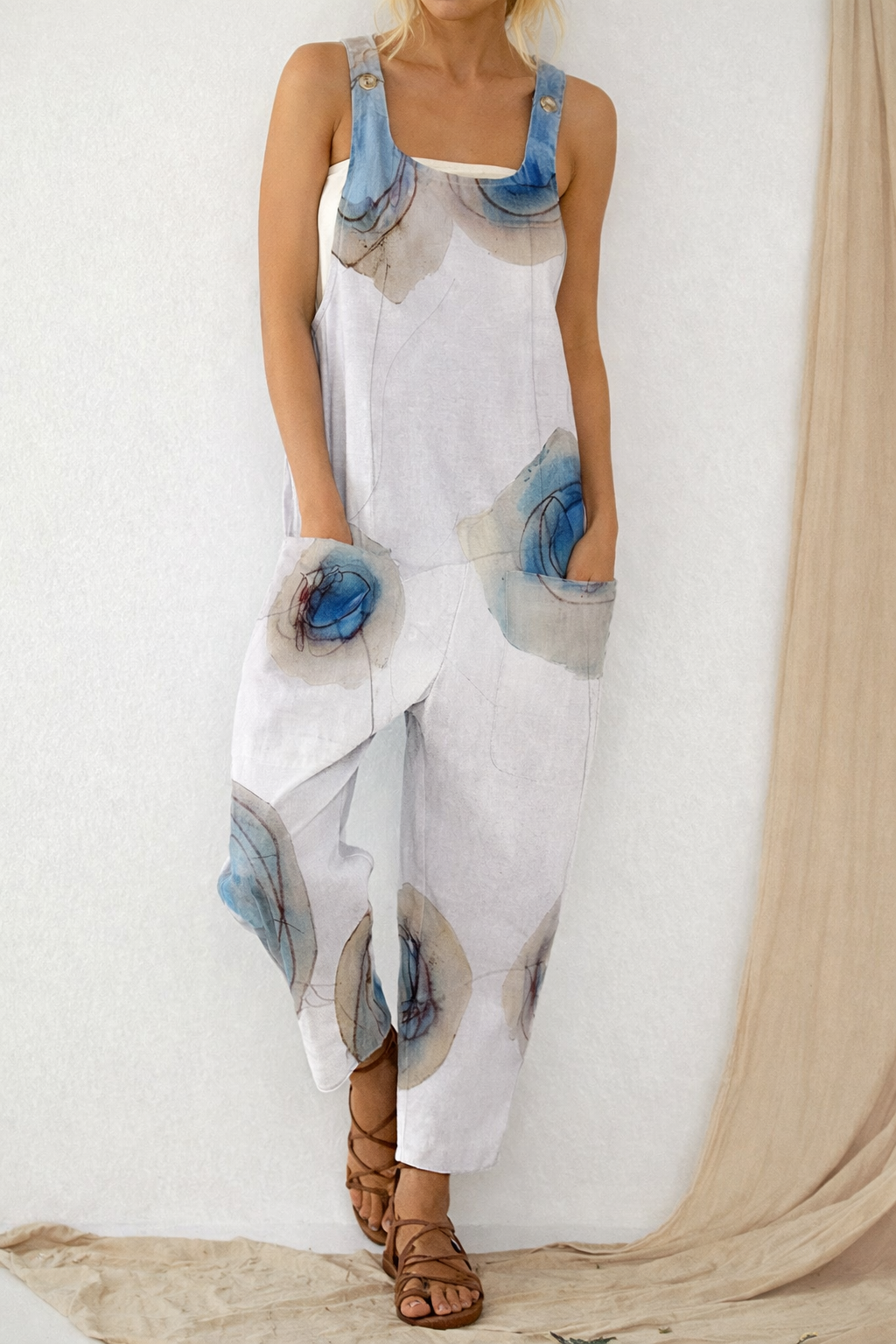 Artful Print Elizabeth Ainsley Loose Jumpsuit Trousers