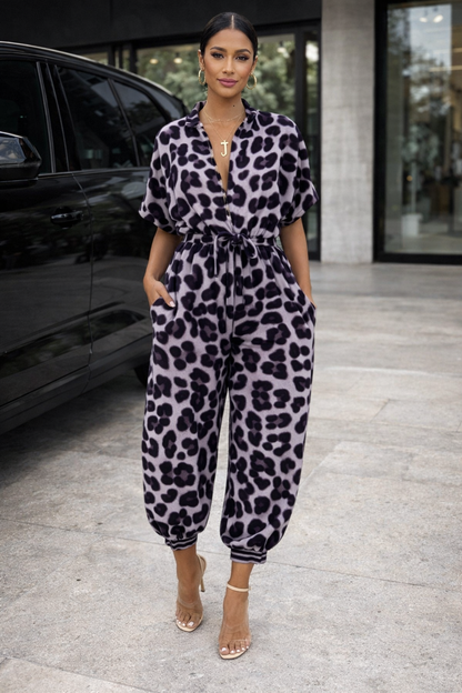 Chic Print Elizabeth Ainsley Short Sleeve Jumpsuit