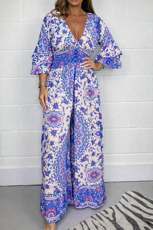 Boho Printed Elizabeth Ainsley Plus Size Jumpsuit