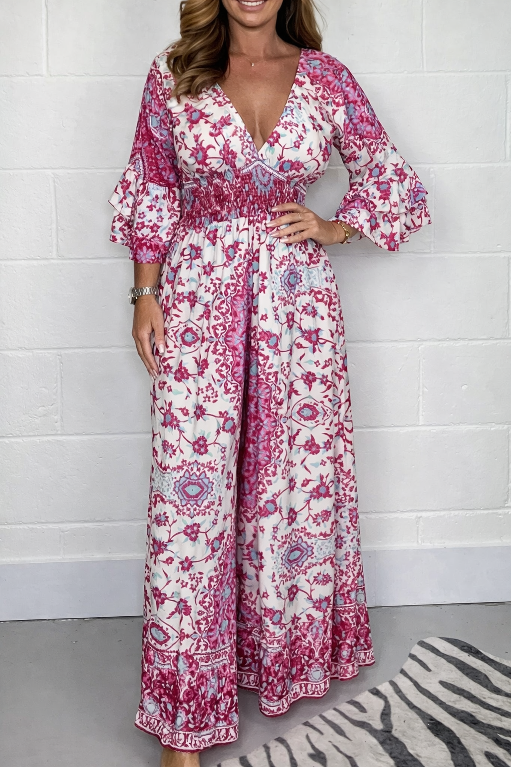 Boho Printed Elizabeth Ainsley Plus Size Jumpsuit
