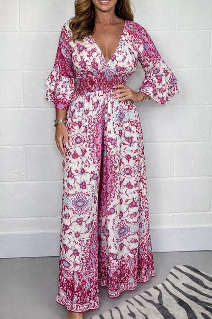 Boho Printed Elizabeth Ainsley Plus Size Jumpsuit
