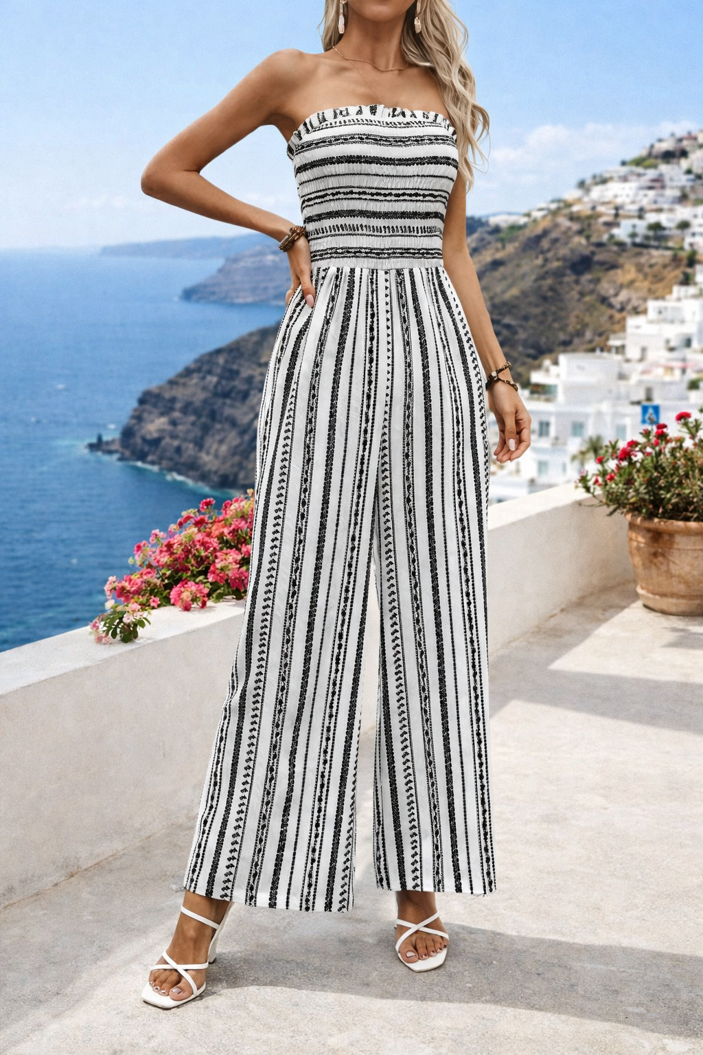Chic Striped Elizabeth Ainsley Tube Top Jumpsuit