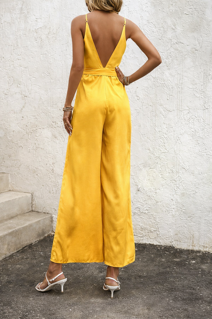 Vibrant Yellow Elizabeth Ainsley Self-Tie Jumpsuit