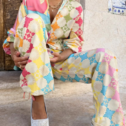 Vibrant Graffiti Print Elizabeth Ainsley Long Sleeve Shirt