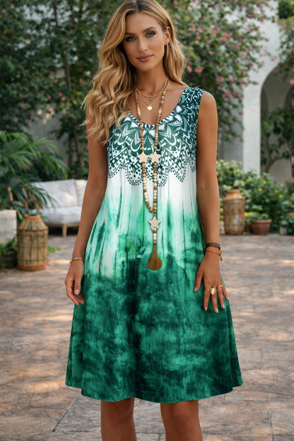 Boho Print Sleeveless Dress by Elizabeth Ainsley