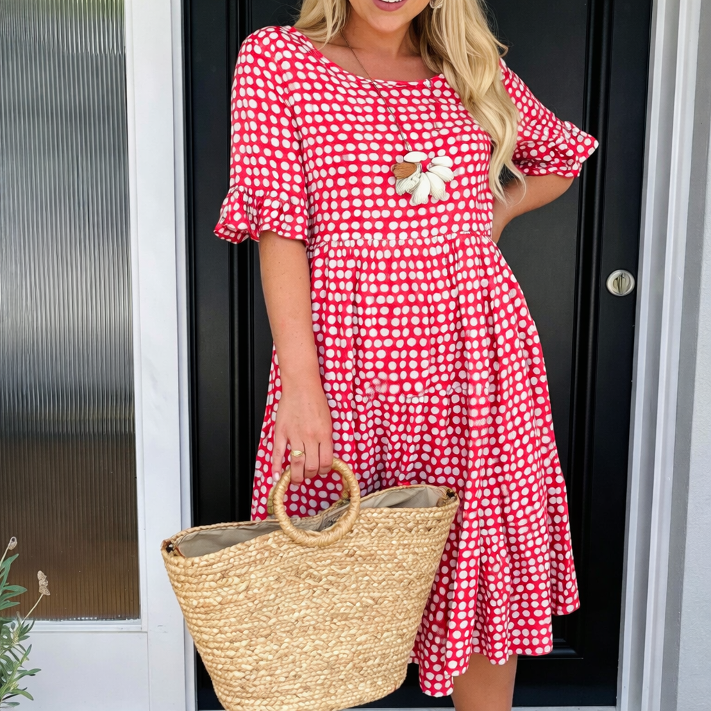 Chic Printed Round Neck Dress by Elizabeth Ainsley
