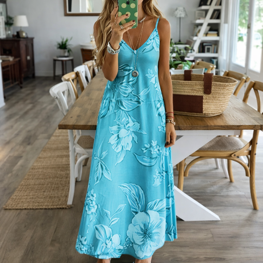 Floral Low-Cut Maxi Dress by Elizabeth Ainsley