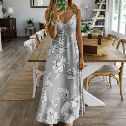 Floral Low-Cut Maxi Dress by Elizabeth Ainsley