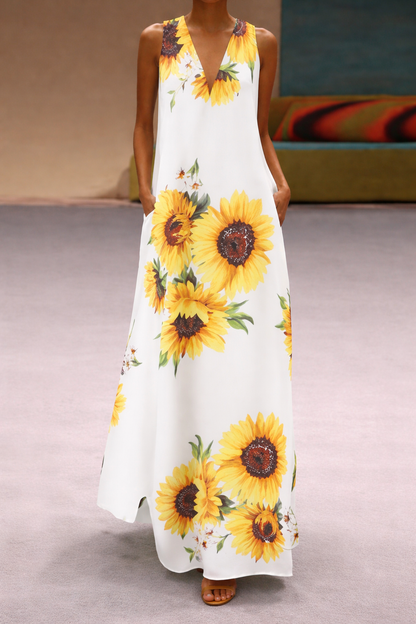 Boho Floral Elizabeth Ainsley Sleeveless Maxi Dress