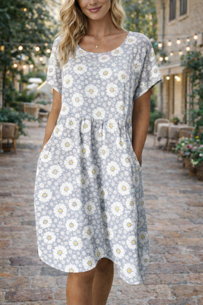 Floral Cotton Blend Dress Elizabeth Ainsley Summer