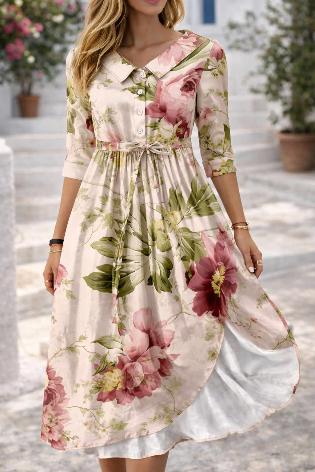 Elegant Floral Elizabeth Ainsley Summer Dress