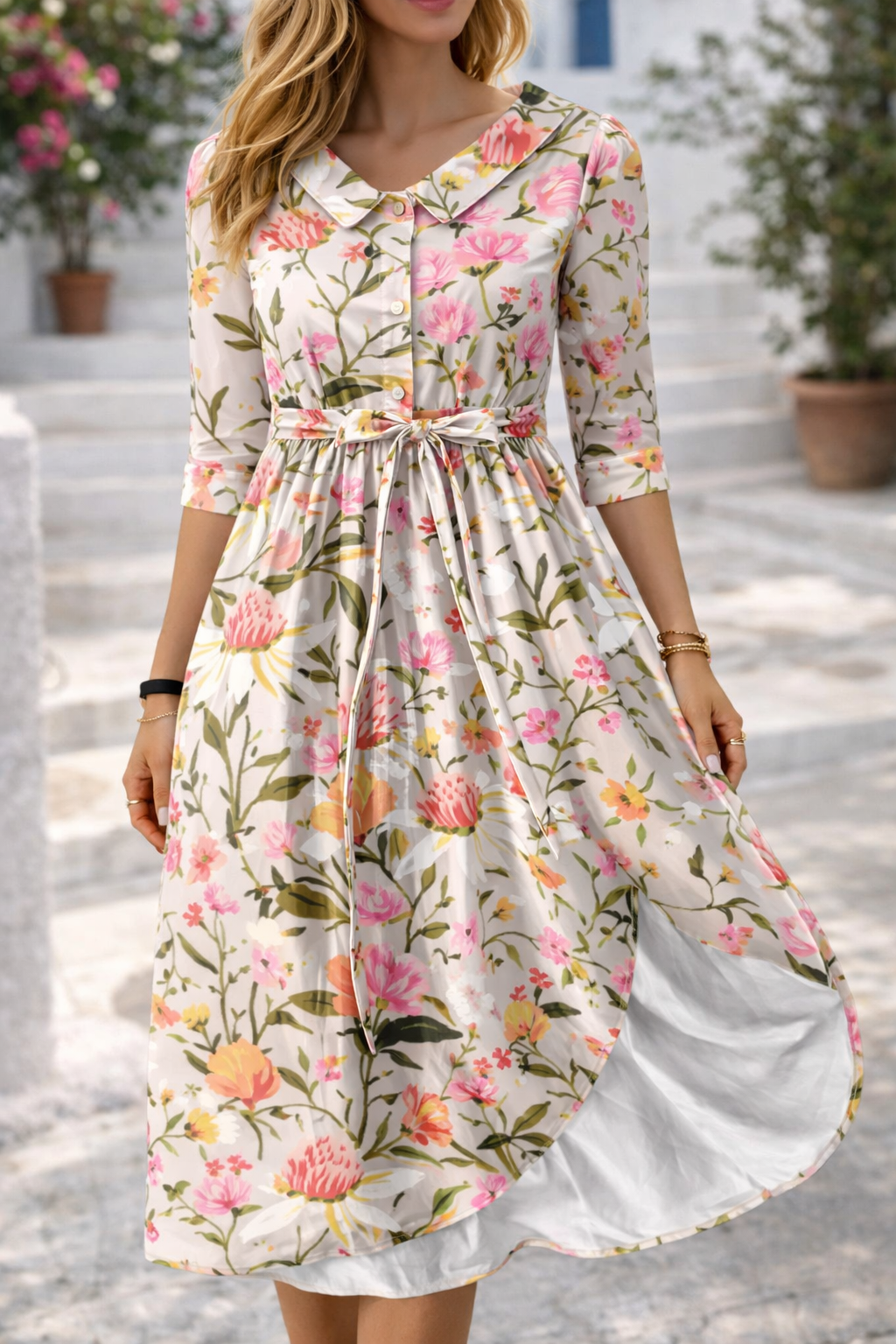 Elegant Floral Elizabeth Ainsley Summer Dress