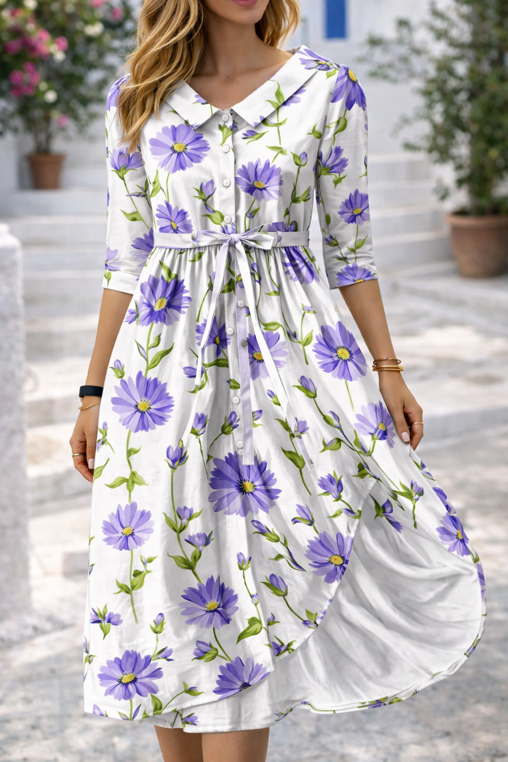 Elegant Floral Elizabeth Ainsley Summer Dress
