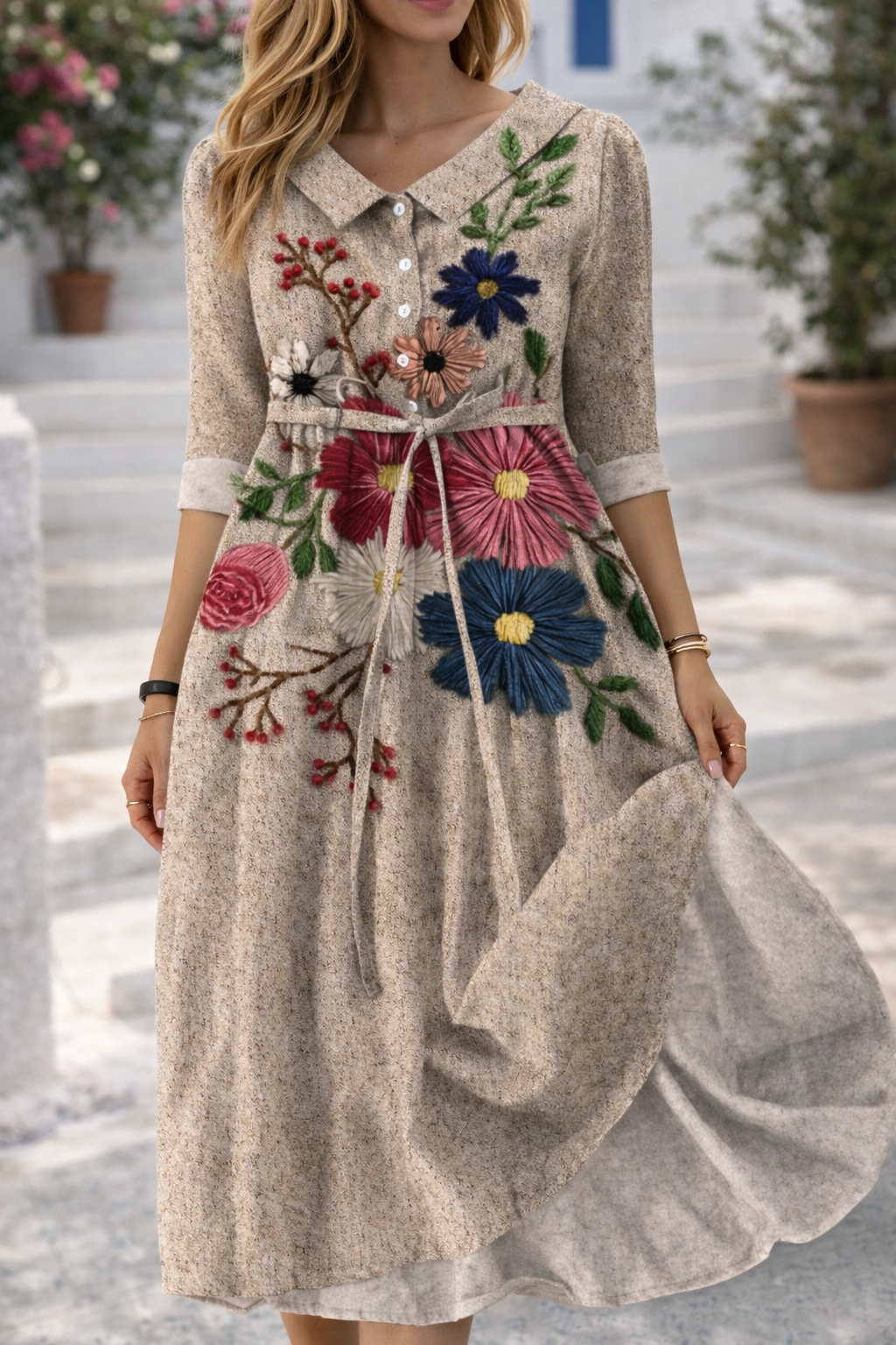 Elegant Floral Elizabeth Ainsley Summer Dress
