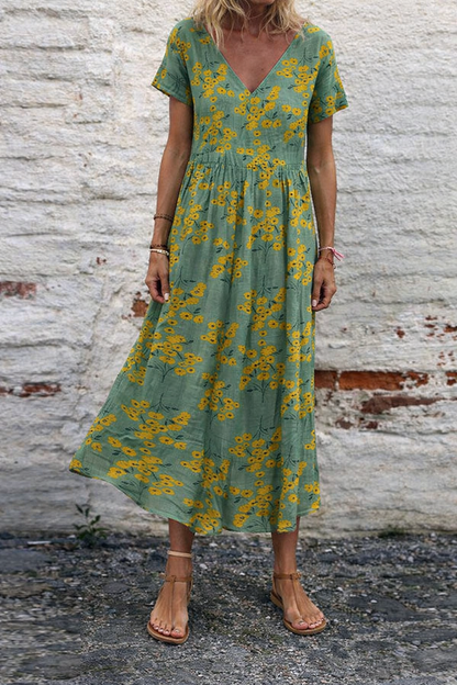 Floral Cotton V-Neck Maxi Dress by Elizabeth Ainsley