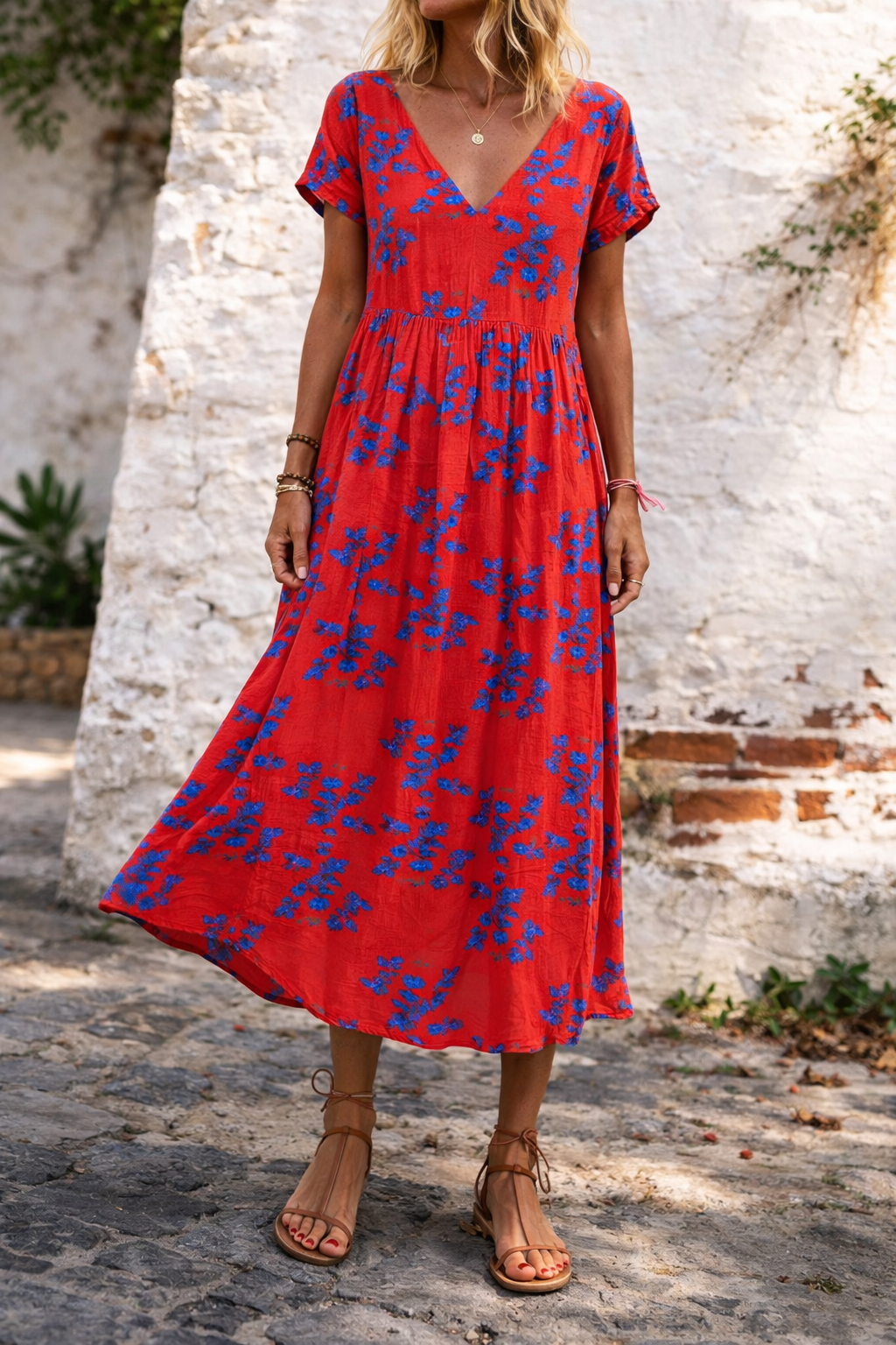 Floral Cotton V-Neck Maxi Dress by Elizabeth Ainsley