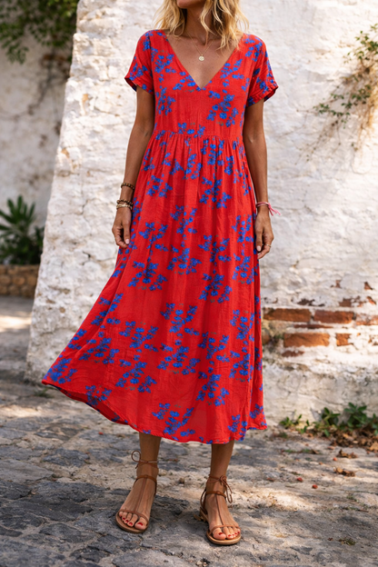 Floral Cotton V-Neck Maxi Dress by Elizabeth Ainsley