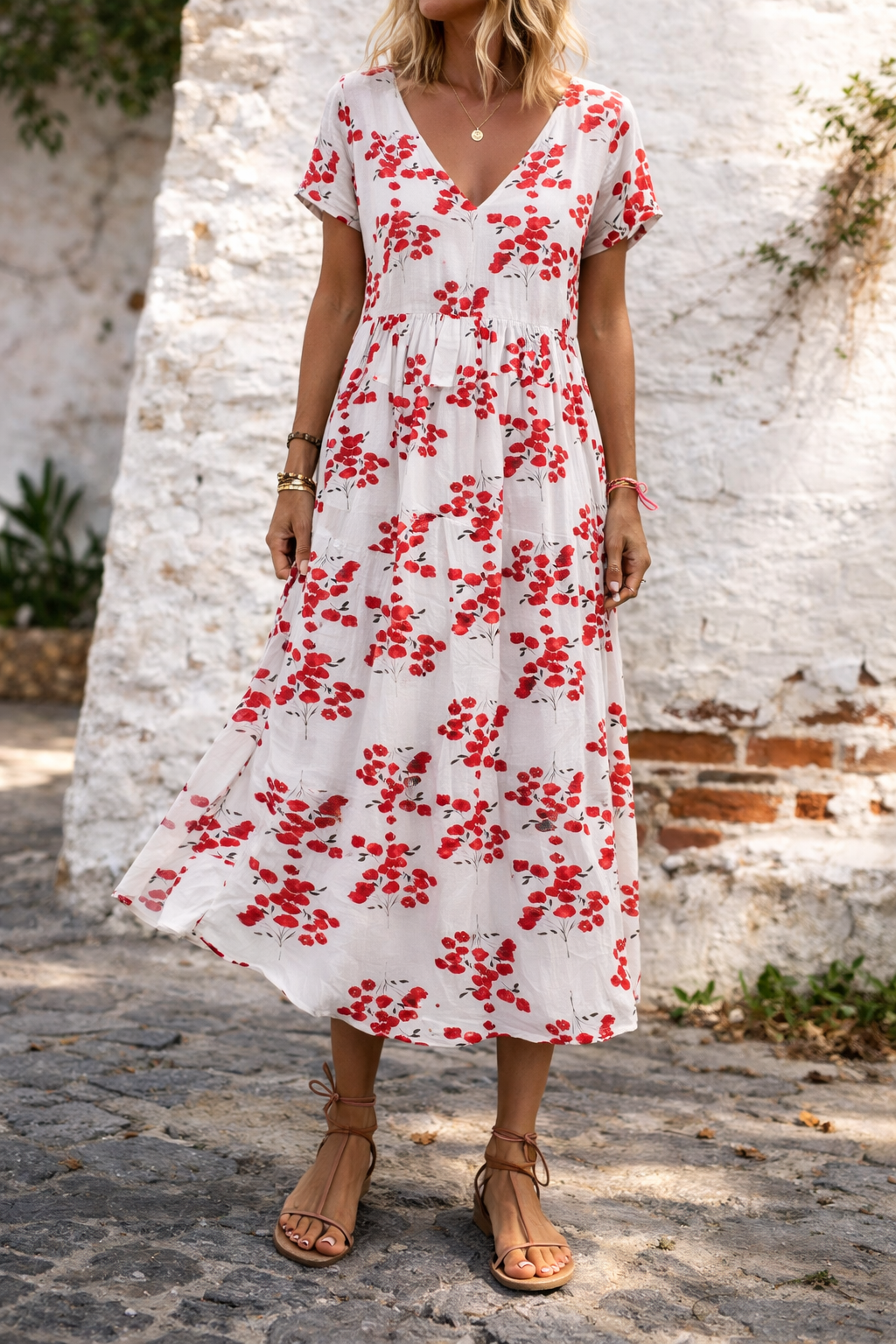 Floral Cotton V-Neck Maxi Dress by Elizabeth Ainsley