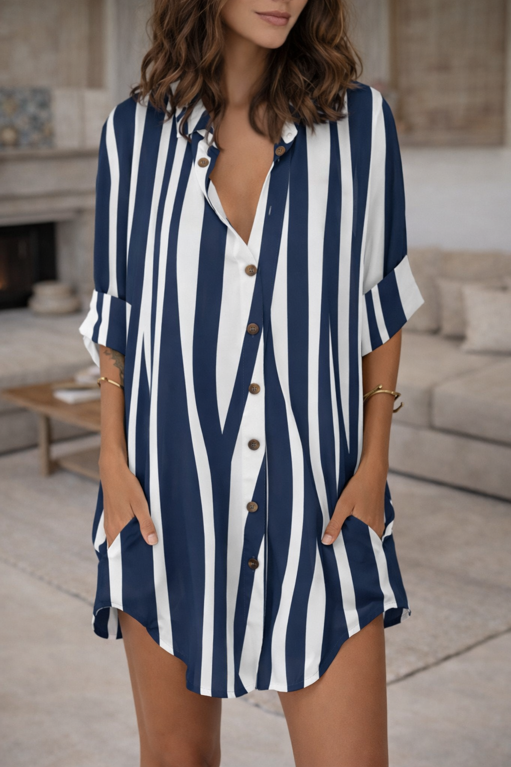 Trendy Print Shirt Dress by Elizabeth Ainsley