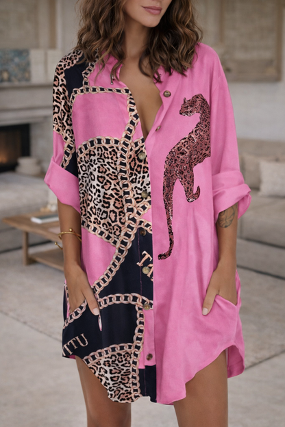Trendy Print Shirt Dress by Elizabeth Ainsley