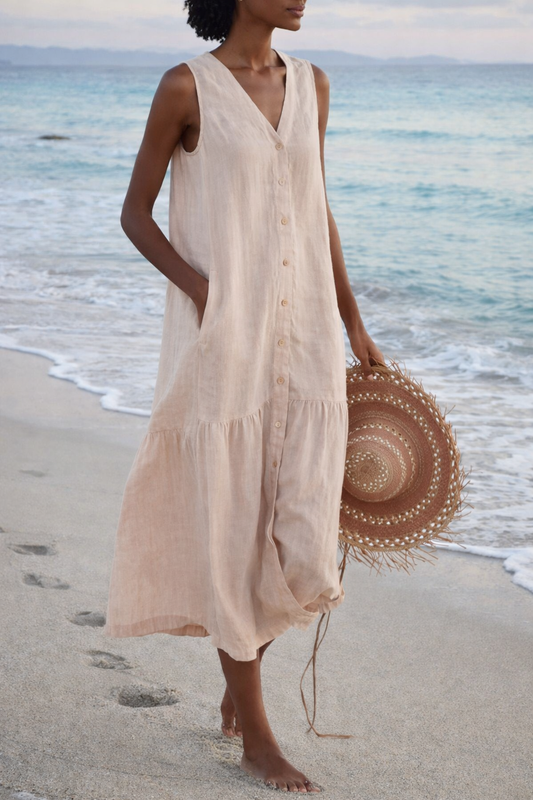 Pinterest-Inspired Elizabeth Ainsley Cotton Strap Long Dress