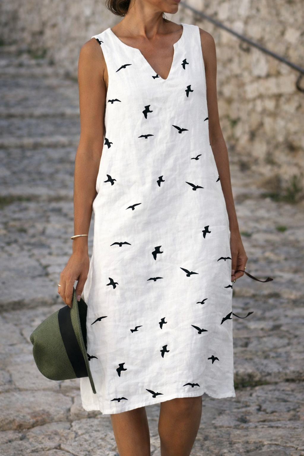 Chic Bird Print Summer Dress by Elizabeth Ainsley