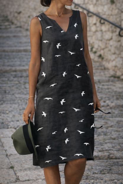 Chic Bird Print Summer Dress by Elizabeth Ainsley