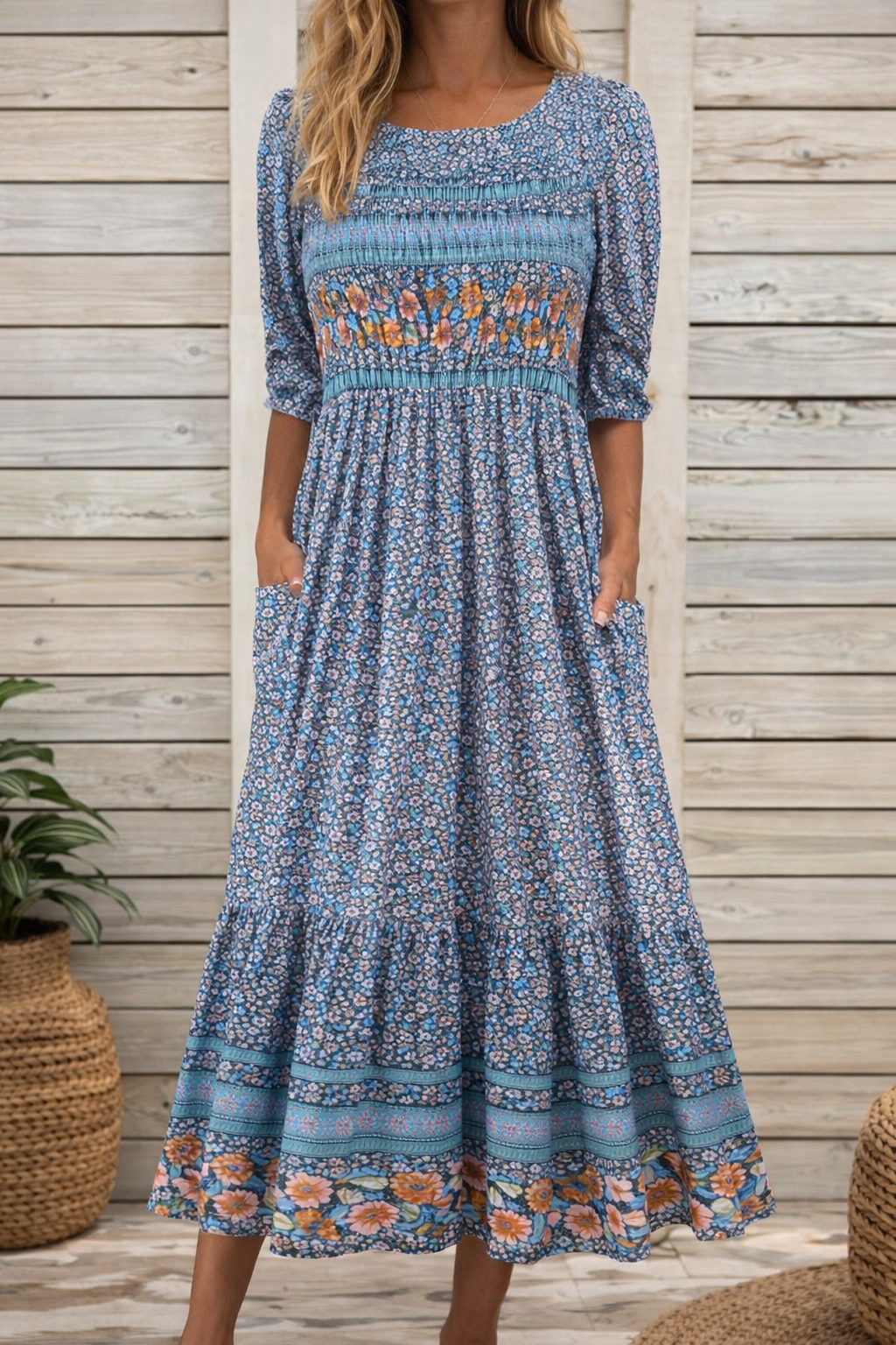 Floral Boho Long Dress by Elizabeth Ainsley