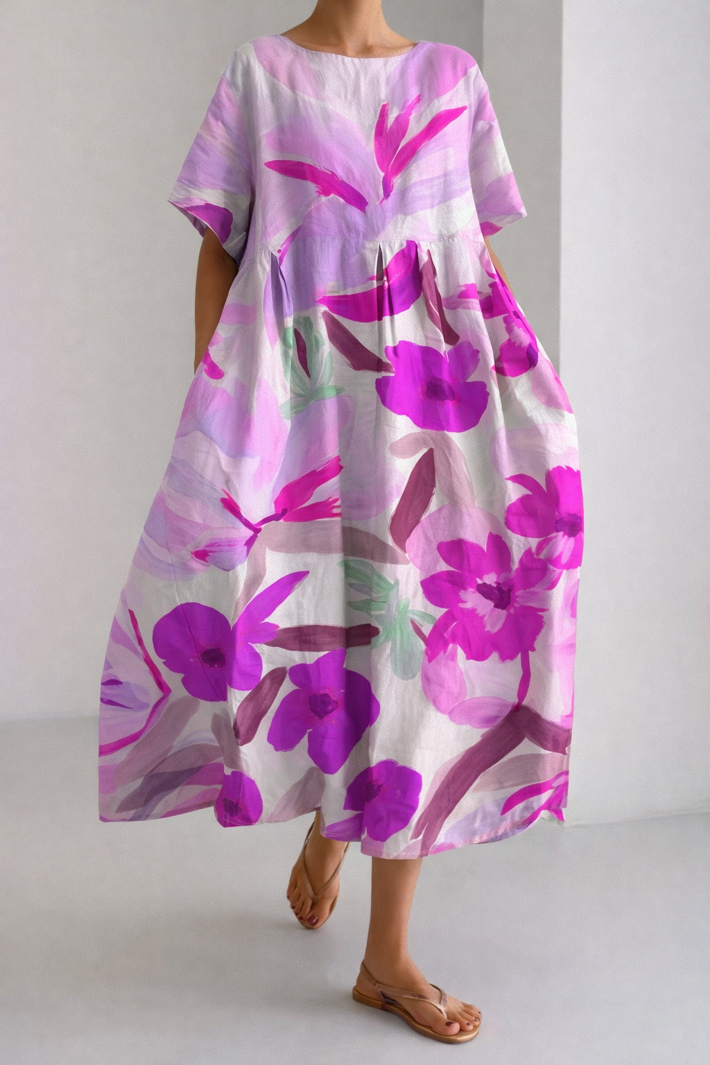 Artful Floral Elizabeth Ainsley Summer Midi Dress