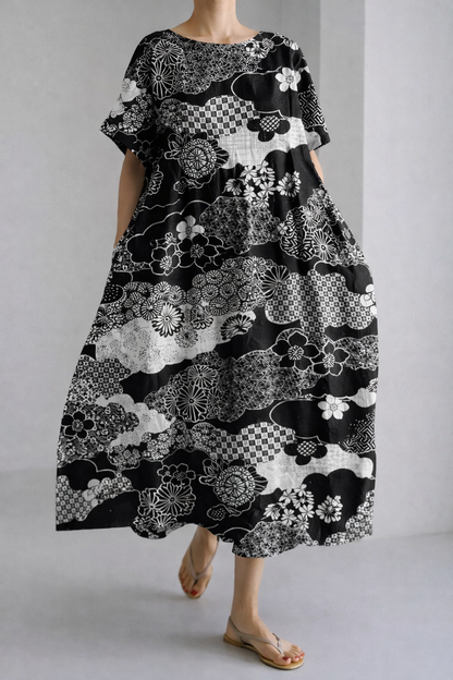 Artful Floral Elizabeth Ainsley Summer Midi Dress