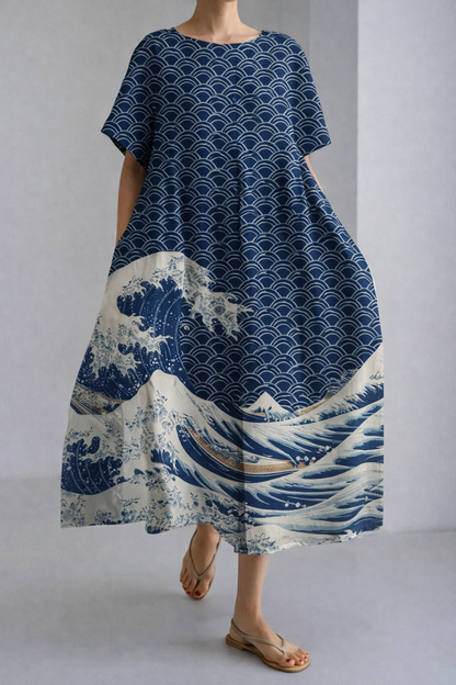 Artful Floral Elizabeth Ainsley Summer Midi Dress