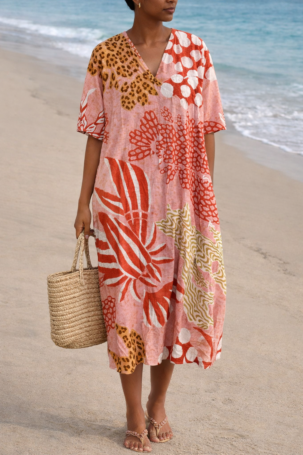 Boho Floral Elizabeth Ainsley V-Neck Summer Dress