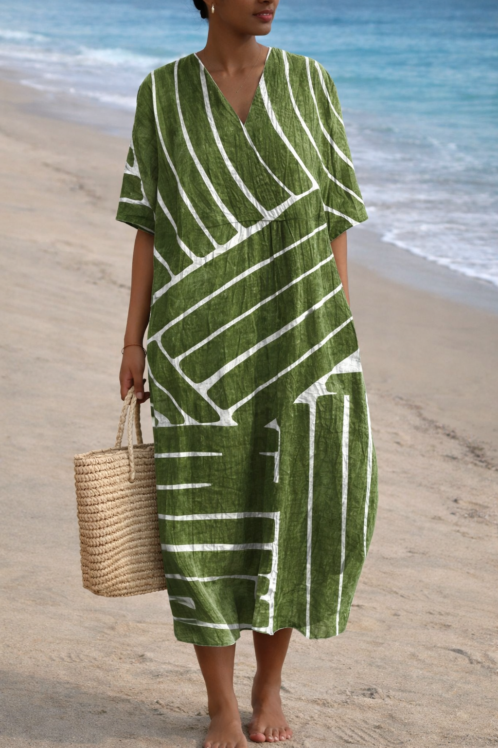 Boho Floral Elizabeth Ainsley V-Neck Summer Dress