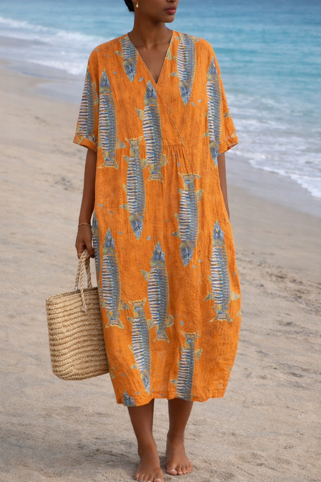 Boho Floral Elizabeth Ainsley V-Neck Summer Dress