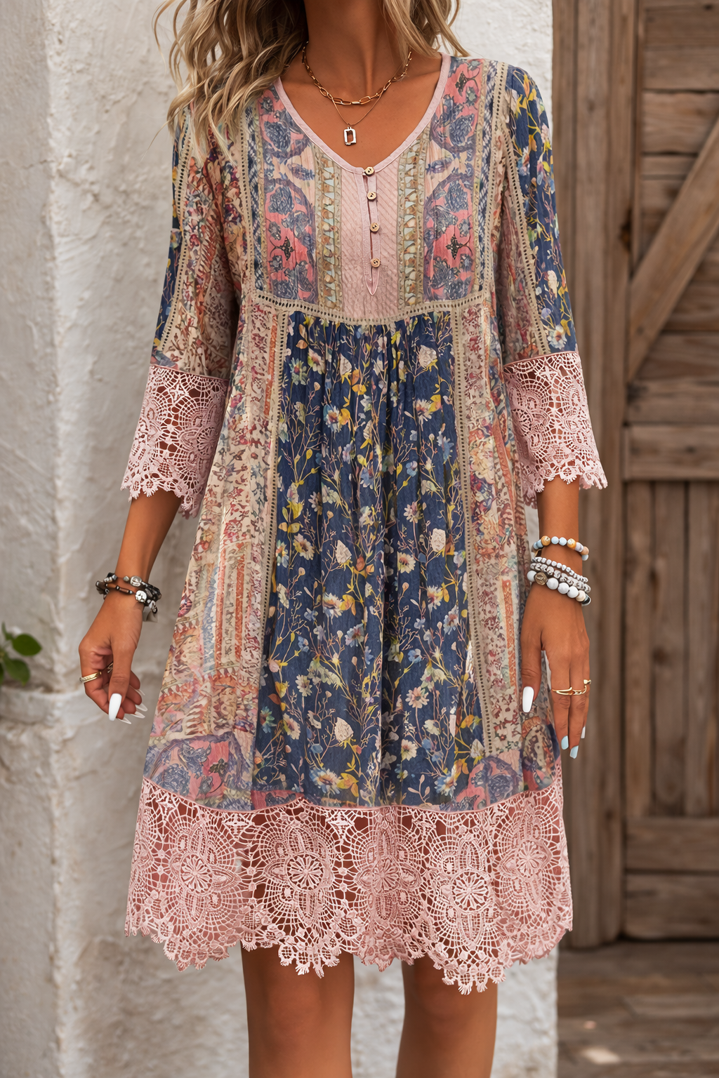 Retro Floral Lace Dress by Elizabeth Ainsley