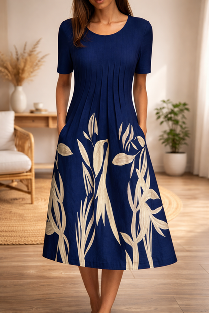 Floral Print Round Neck Dress by Elizabeth Ainsley