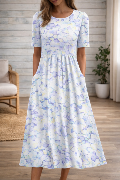 Floral Print Round Neck Dress by Elizabeth Ainsley