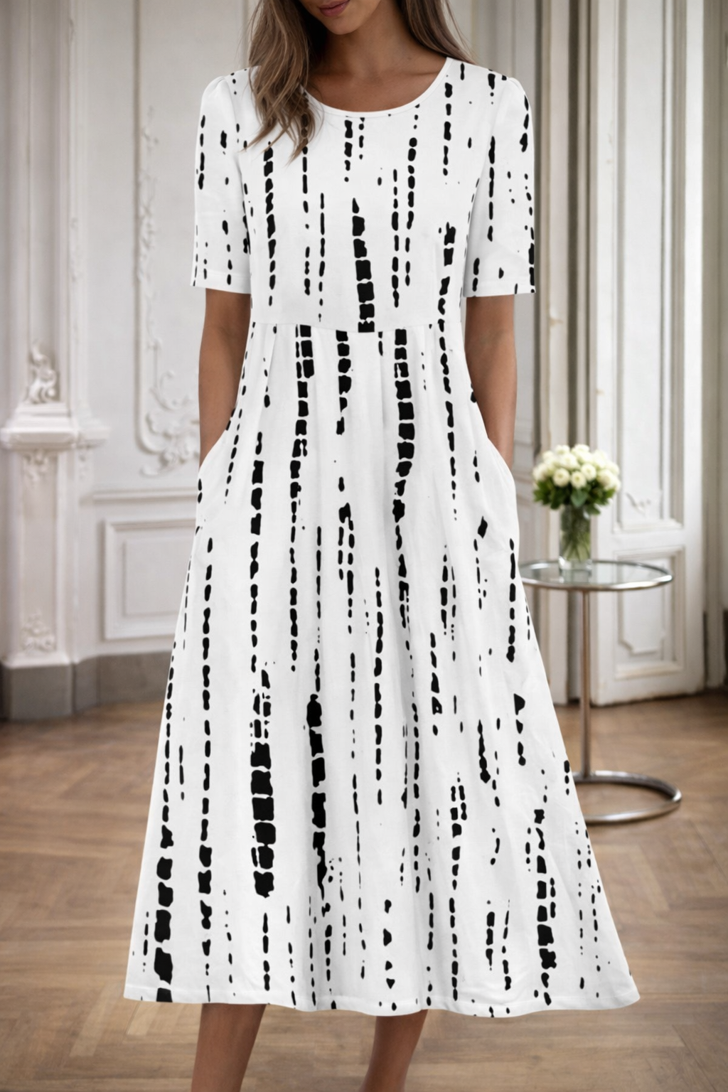 Floral Print Round Neck Dress by Elizabeth Ainsley