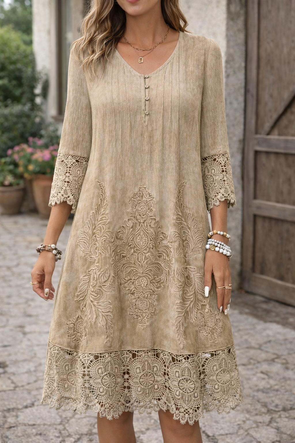 Elegant Lace A-Line Dress by Elizabeth Ainsley