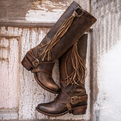 Dallas | Women’s Western Fringe Orthopedic Knee-High Boots