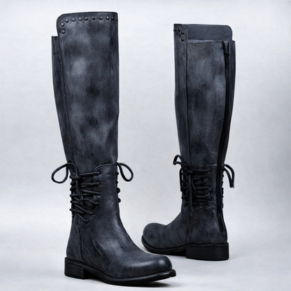 Elizabeth Ainsley Leather Boots - Round Toe, Front Laces