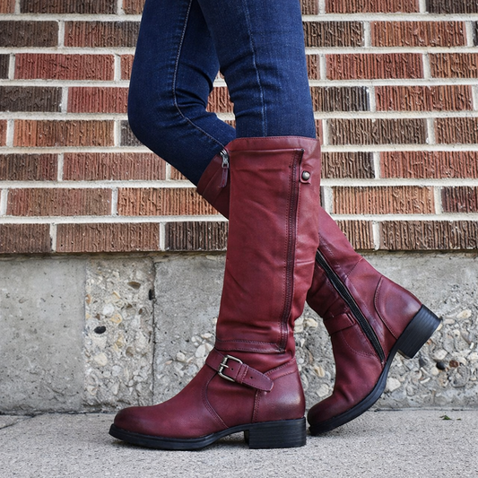Elizabeth Ainsley High Leg Boot - Round Toe Low Heel