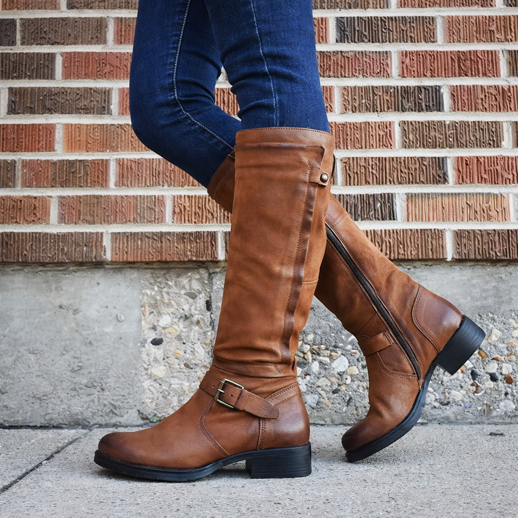 Elizabeth Ainsley High Leg Boot - Round Toe Low Heel