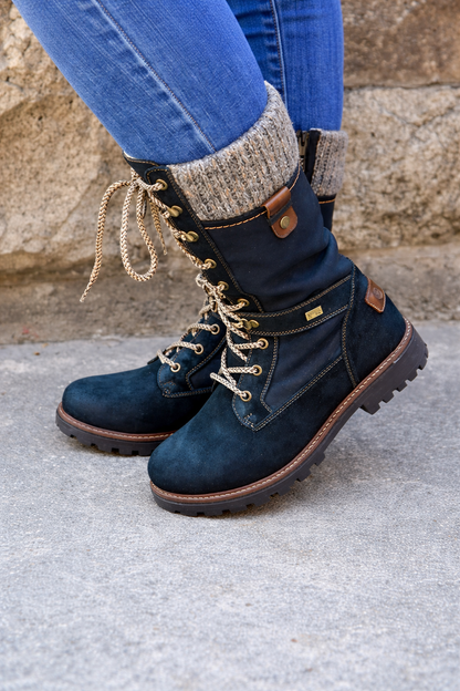 Elizabeth Ainsley Wool Boots - Low Heel, Side Zip Comfort