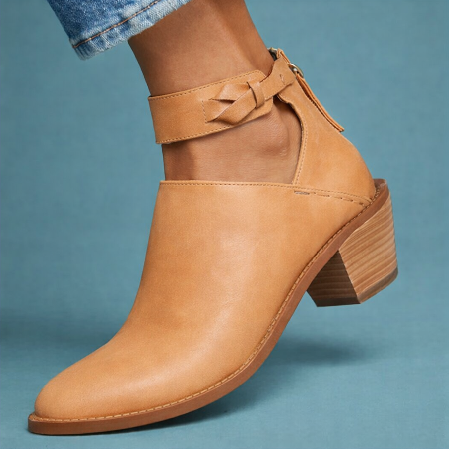 Marie | Ankle-Strap Block-Heel Orthopedic Booties