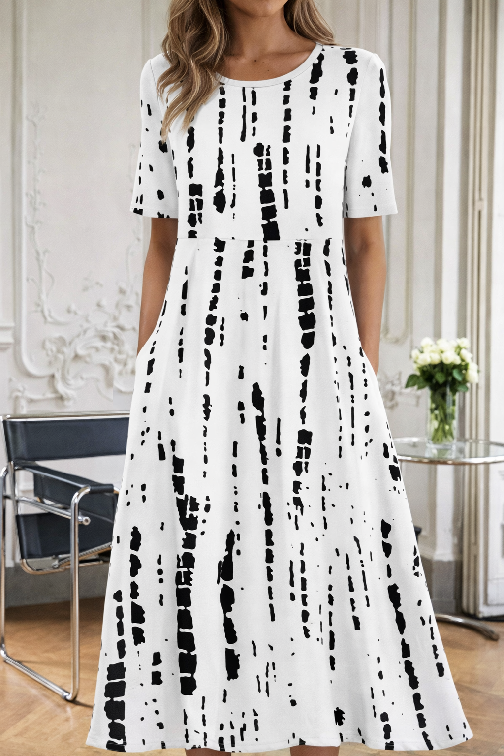 Floral Print Elizabeth Ainsley Summer V-Neck Dress