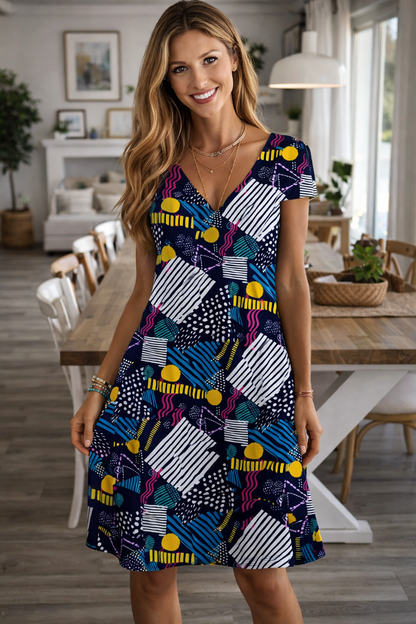 Vibrant V-Neck Summer Dress by Elizabeth Ainsley