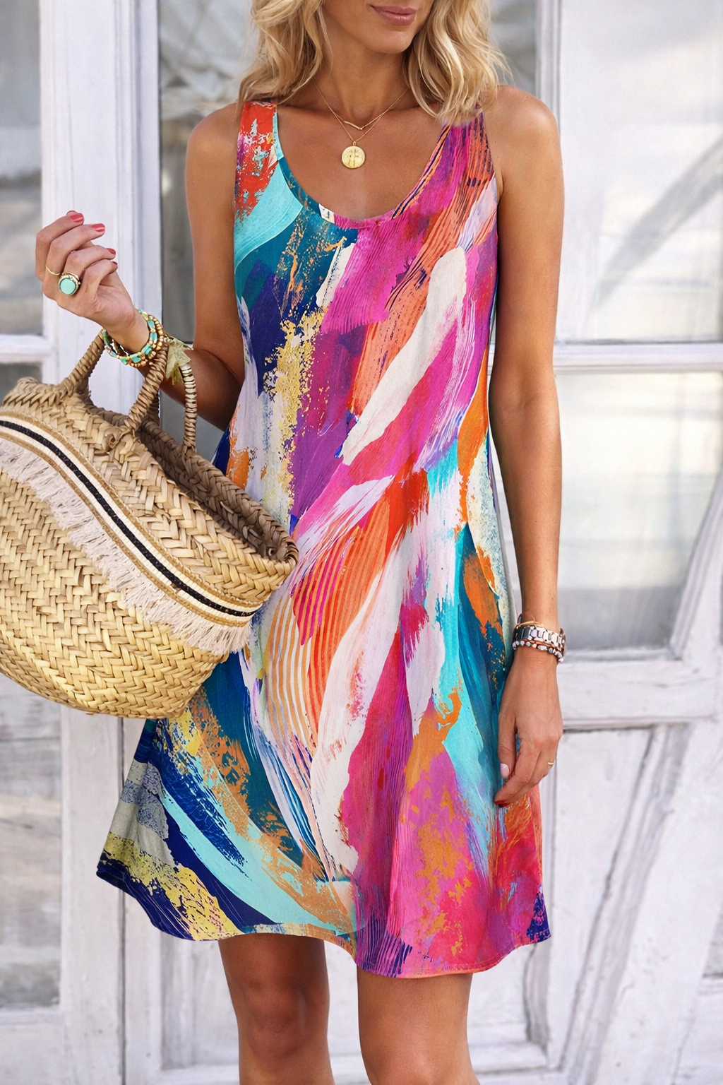 Vibrant Graffiti Elizabeth Ainsley Summer Sleeveless Dress