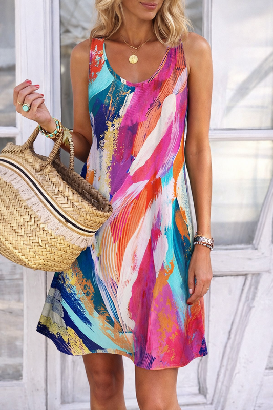 Vibrant Graffiti Elizabeth Ainsley Summer Sleeveless Dress