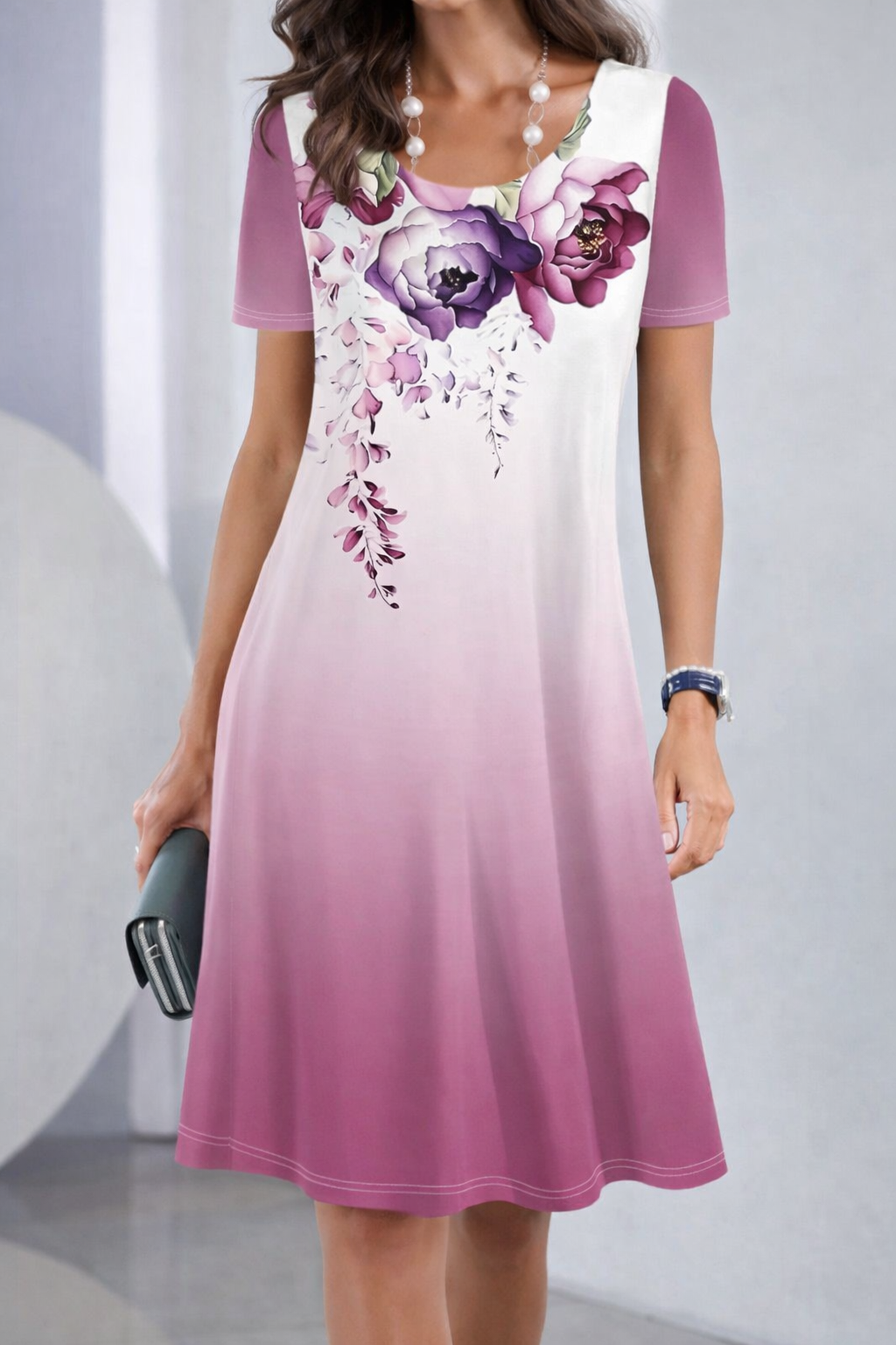 Floral Print Elizabeth Ainsley Mid-Length Summer Dress